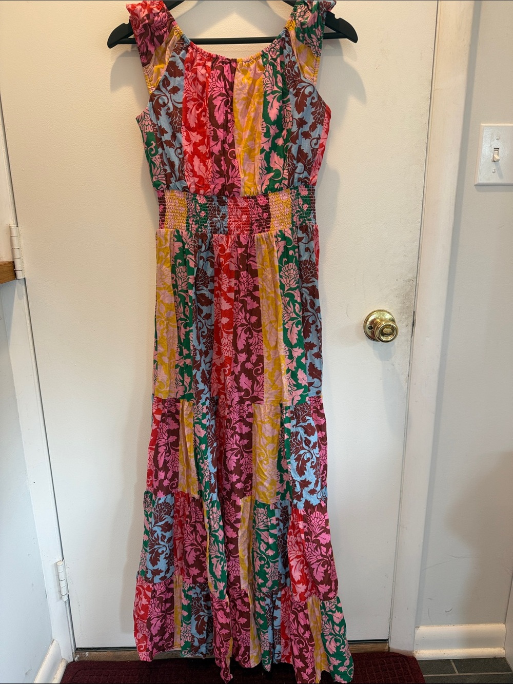 Boden Multicolor Floral Stripe Maxi Dress - Red, Yellow, Green, Pink - Picture 4 of 4